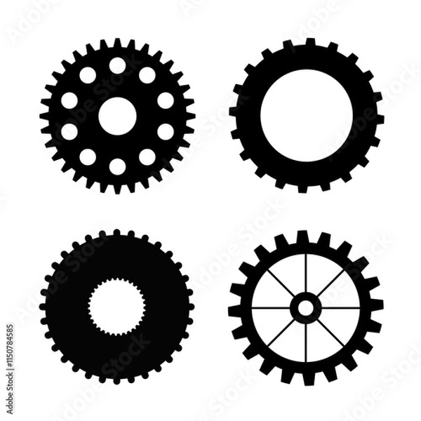Fototapeta Cartoon vector collection of gear icons isolated on white background.	
