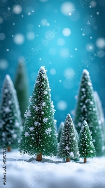 Fototapeta christmas tree in snow