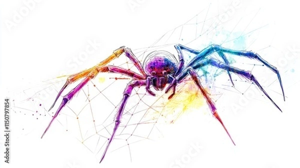 Fototapeta an artistic spider chart clipart, skill analysis element, hand-drawn aesthetic, vivid colors, isolated on white background