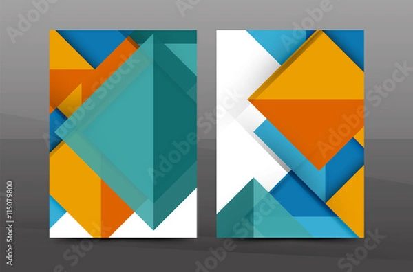 Fototapeta Colorful geometric A4 business print template