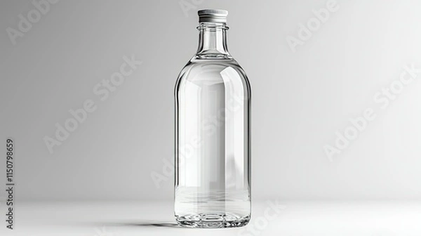 Fototapeta A clear glass bottle filled with water, showcasing simplicity and utility.