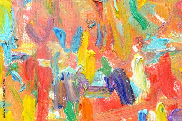 Obraz Color of lifes. Expressionist mood, texture Brush paint drawn vivid colorful oil on canvas