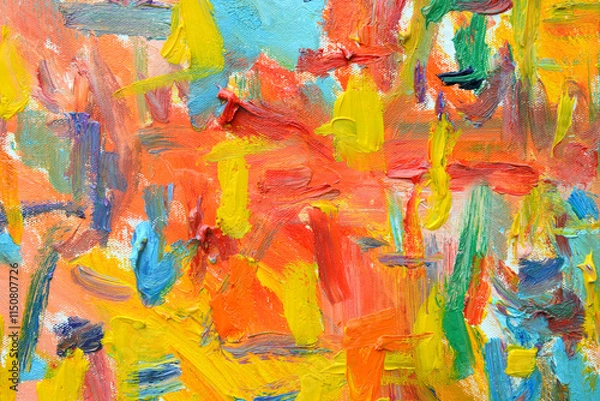 Fototapeta Color of lifes. Expressionist mood, texture Brush paint drawn vivid colorful oil on canvas