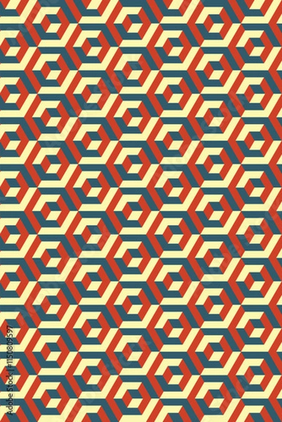 Fototapeta Hexagon abstract pattern background, hexagon geometric background, seamless hexagon abstract with retro colors