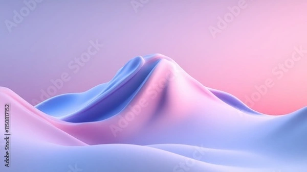 Fototapeta Abstract, smooth, pastel-colored mountain landscape with gradient sky