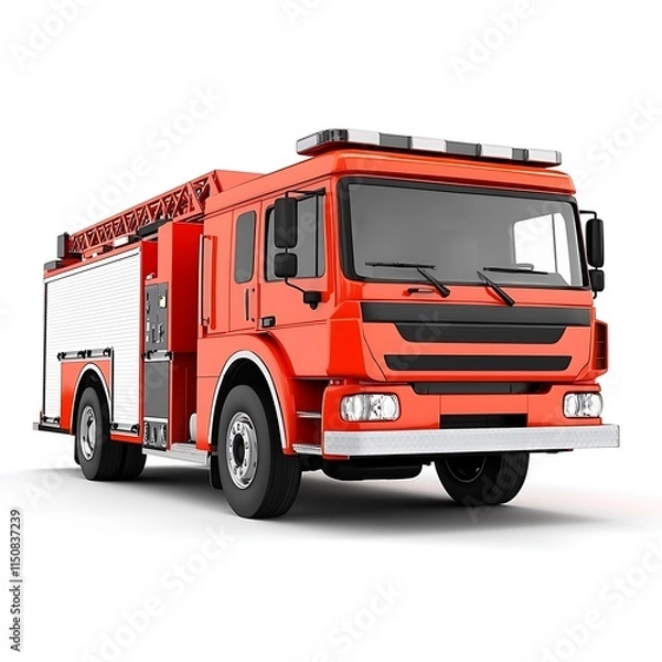 Obraz Modern Car Fire Engine Transportation Isolated on White Transparent Background