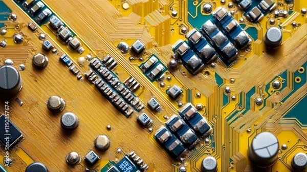 Fototapeta Close-up of a circuit board with electronic components.