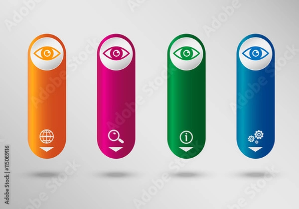 Fototapeta Eye icon on vertical infographic design template, can be used fo