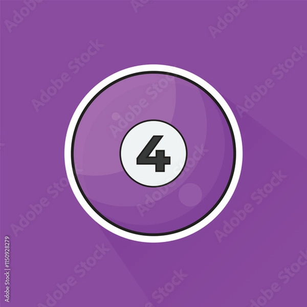 Fototapeta Illustration of Pool Ball Number 4 in Flat Design