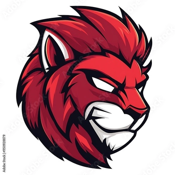 Obraz Red Lion Mascot Logo. Powerful and Aggressive Animal Design.