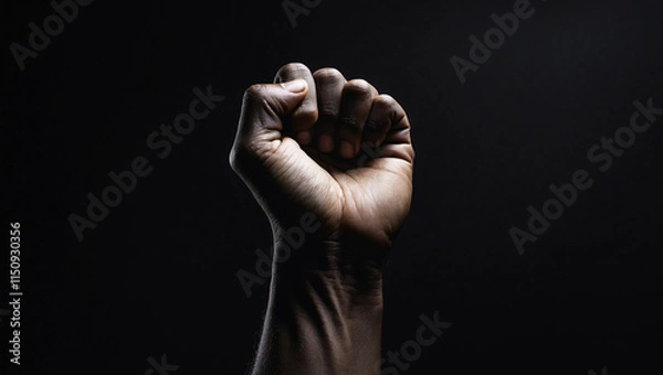Fototapeta A Strong Representation of a Black Clenched Fist Symbolizing Resistance and Unity