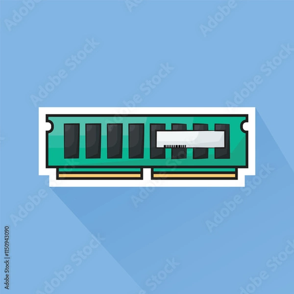Fototapeta Illustration of Ram Card in Flat Design