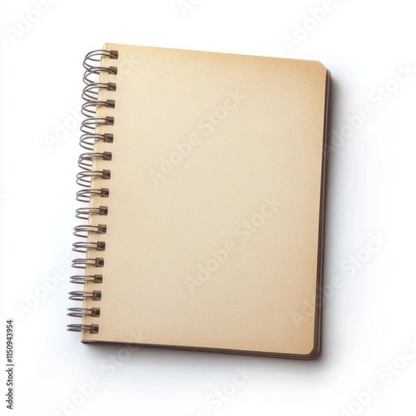 Fototapeta A blank notebook cover mockup, isolated on a white background.