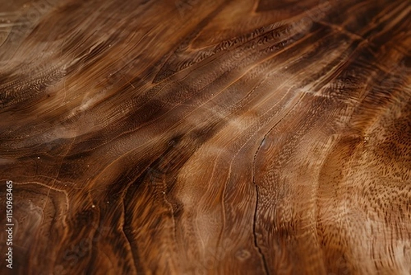 Fototapeta Natural teak wood surface displaying detailed grain patterns and smooth texture in rich brown shades.