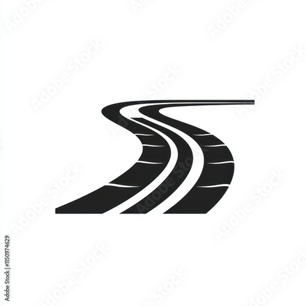 Fototapeta Winding road icon, two lane asphalt highway.