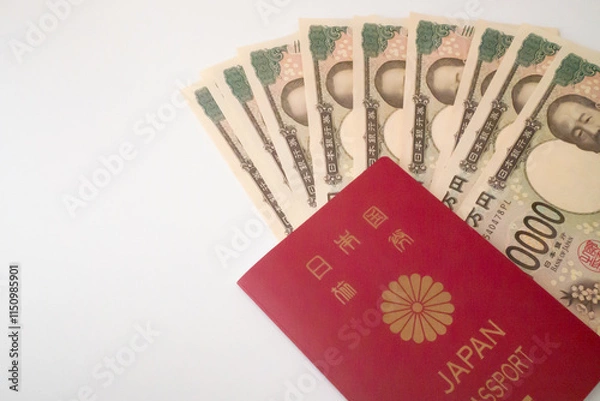 Obraz パスポートとお札の写真素材