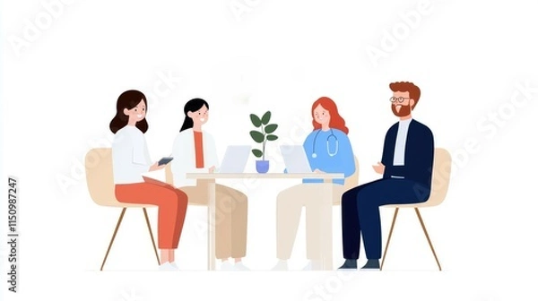 Fototapeta Team Collaboration in Modern Office Setting