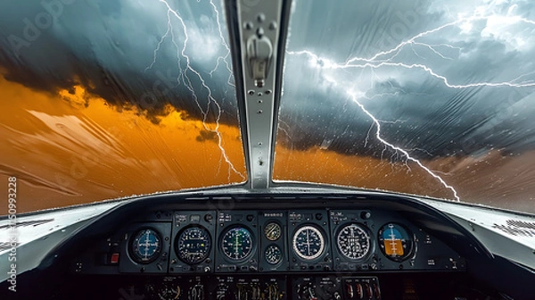 Fototapeta Aviation Cockpit Risk-Taking Strategies Pilots' Perspectives During High-Altitude Thunderstorm Flights