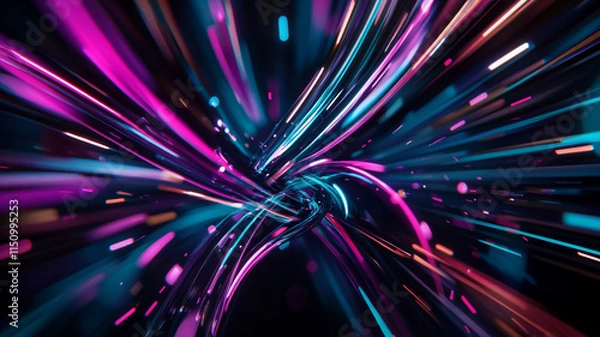 Fototapeta Dynamic Neon Streaks in Futuristic Abstract Motion