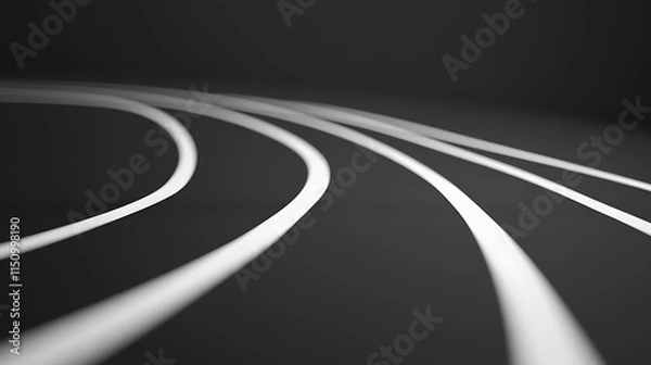 Fototapeta Abstract curved white lines on dark background.