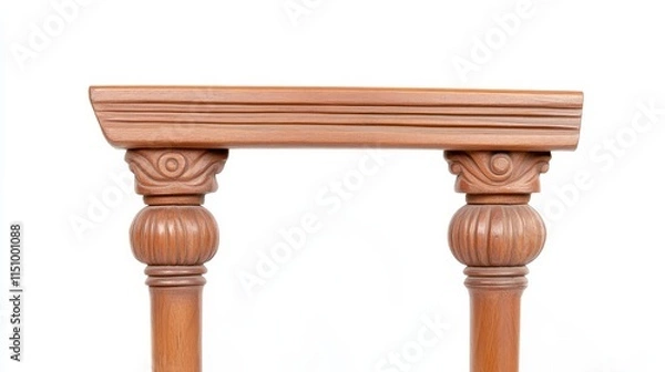 Fototapeta A wooden table with elegant, carved legs, showcasing a smooth, polished surface and intricate details, ideal for traditional or rustic decor.
