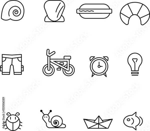 Fototapeta Efficiency - thin line vector icon set. Pixel perfect. Editable stroke.
