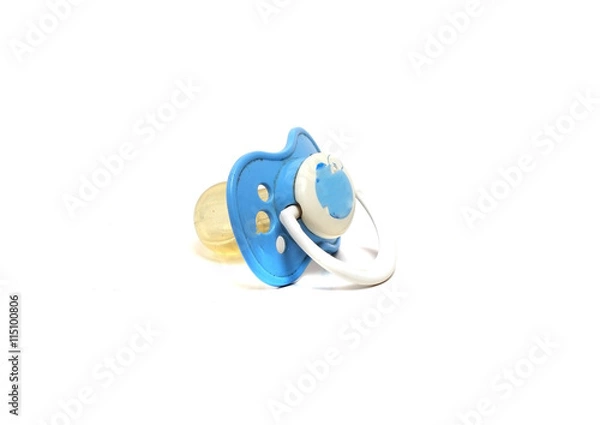 Obraz dirty blue pacifier on a white background