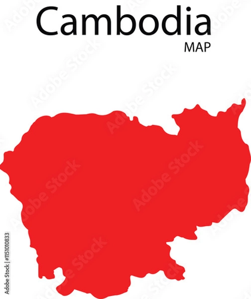Fototapeta cambodia red colour map trasparatent