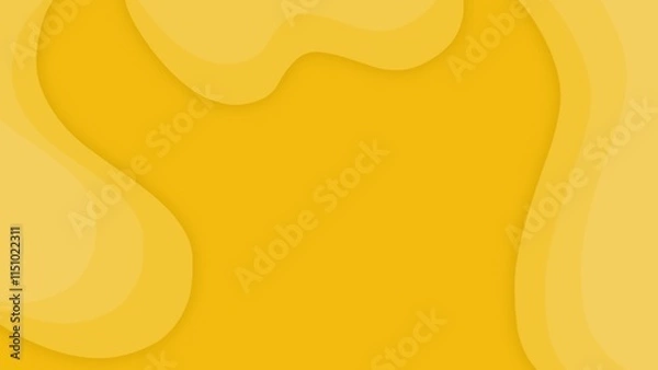 Fototapeta Abstract bright yellow background featuring layered curved paper cut shapes. Suitable for banners, product designs, cards, covers, presentations, etc.