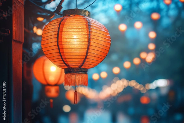 Obraz Chinese new year red lantern in china town area