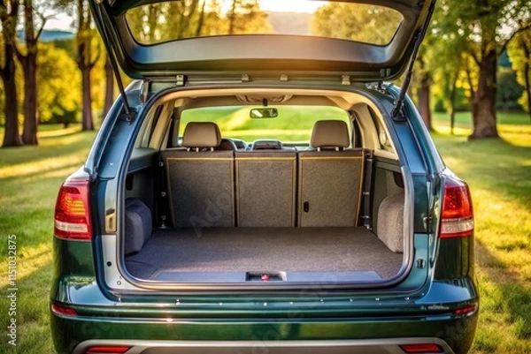 Fototapeta Modern Car Trunk Open - Empty Rear View - Candid Automotive Photography