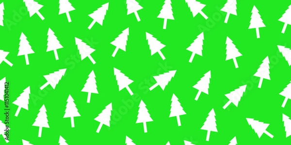 Fototapeta Christmas trees seamless pattern on green background. Pine tree motif. Christmas wrapping paper, print. greeting cards and fabric