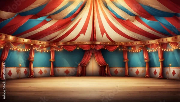 Fototapeta A Colorful Inside View of a Circus Tent Creating a Festive Atmosphere