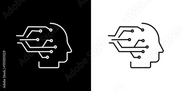 Fototapeta Artificial intelligence icon. Artificial technology. Computer. Internet. Sophistication. Black icon. Silhouette