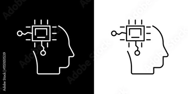 Fototapeta Artificial intelligence icon. Artificial technology. Computer. Internet. Sophistication. Black icon. Silhouette