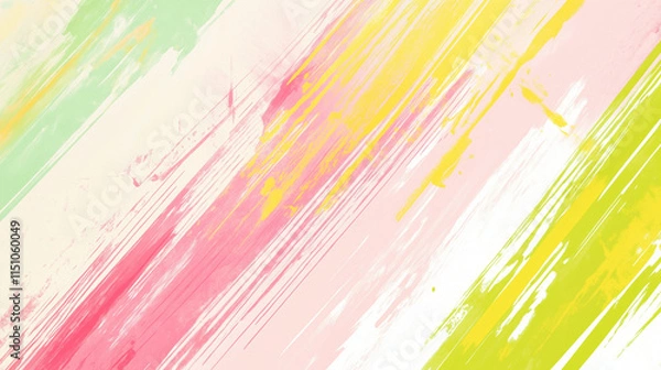 Obraz ピンクとイエロー、グリーンのインクが引かれたペイント