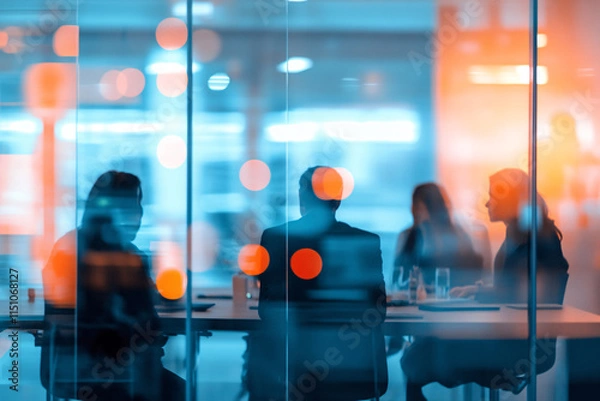 Fototapeta  business formal meeting conference discussion with coworker shareholder or client concentrate private ideas data report analysis businesspeople working find solution together in office