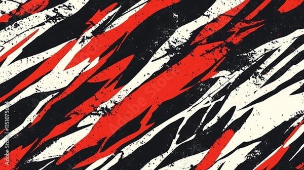 Fototapeta Red, black, white abstract pattern.