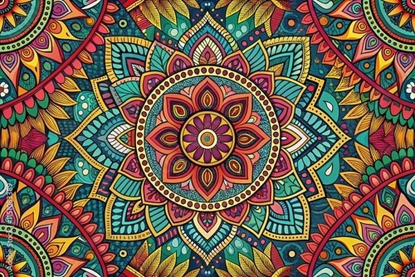 Obraz Bohemian Ornament Pattern - Panoramic Modern Ethnic Design