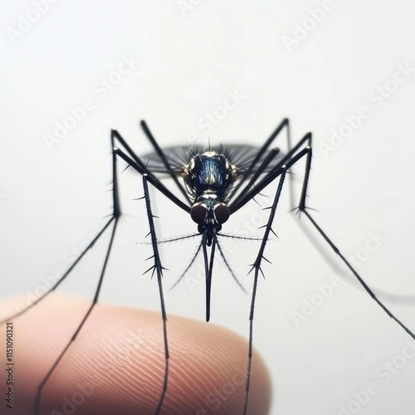 Fototapeta 3D illustration of a mosquito on an isolated white background