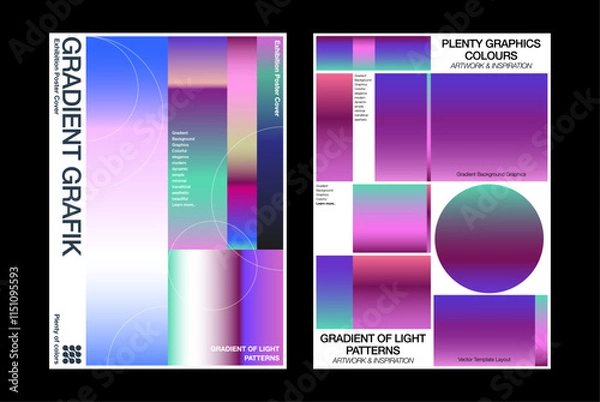 Obraz aesthetics colorful gradient layout poster cover print abstract geometric element shapes front page banner flyer exhibition annual graphic design collection circle square bold typography images 