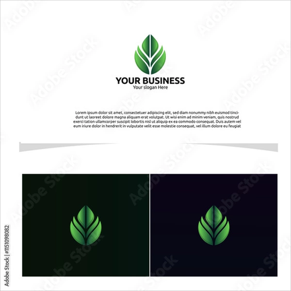 Fototapeta logo designs concept, A geometric leaf symbol with sharp clean lines, bold greens with a hint of white, modern and professional for your company