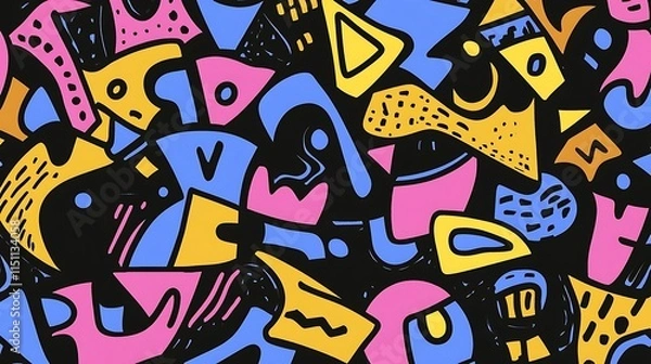 Fototapeta Colorful abstract geometric shapes pattern.