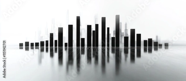 Fototapeta A minimalist stock bar graph with thin, sleek bars, monochromatic theme, clean labels, white background, 