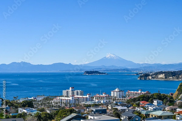 Fototapeta 神奈川県逗子市披露山からの富士山