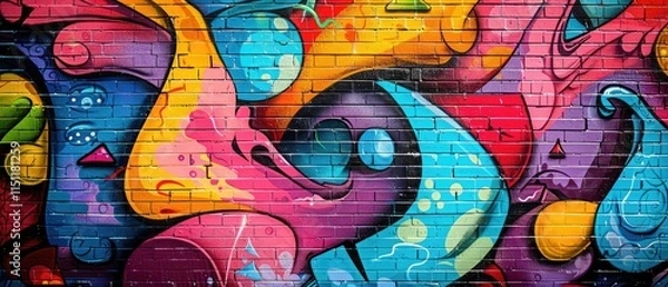 Obraz Abstract Graffiti Art with Brick Background Graffiti Template