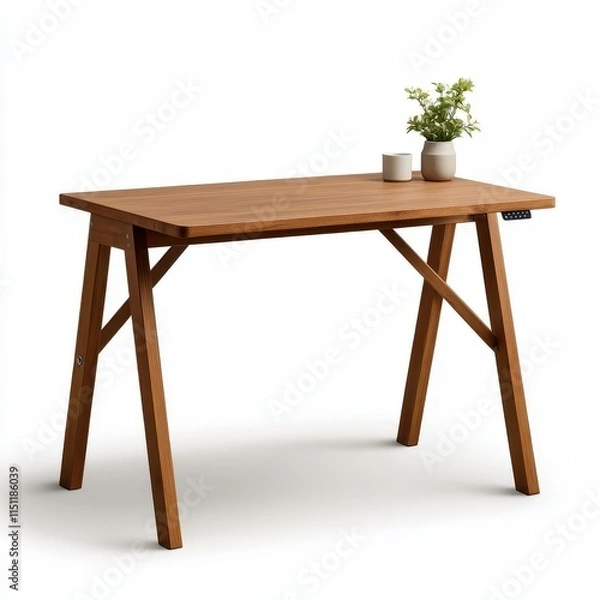 Obraz Modern wooden table with minimalistic design and decorative elements