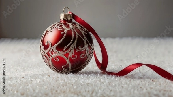 Obraz red christmas ball on white