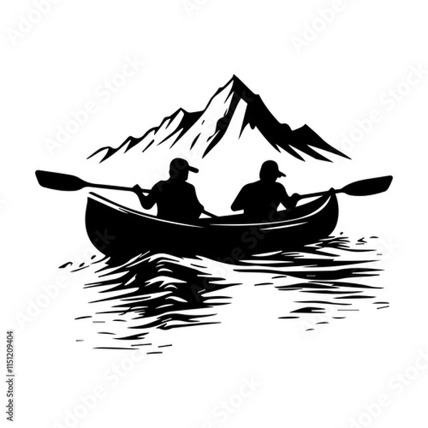 Fototapeta Canoe Adventure with Mountain Views