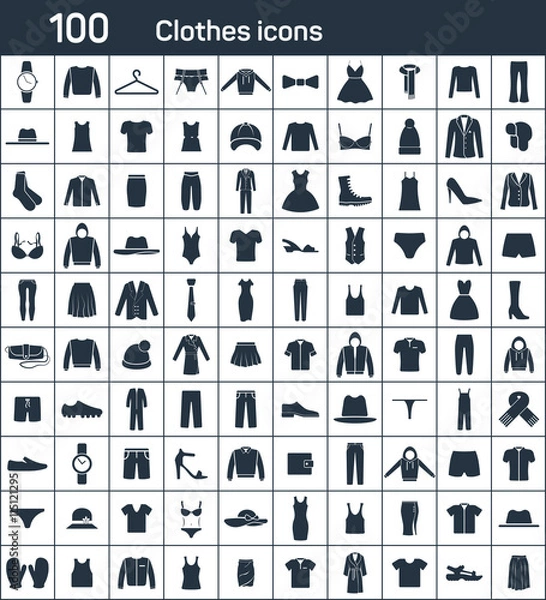 Obraz Clothes 100 icon set on white background